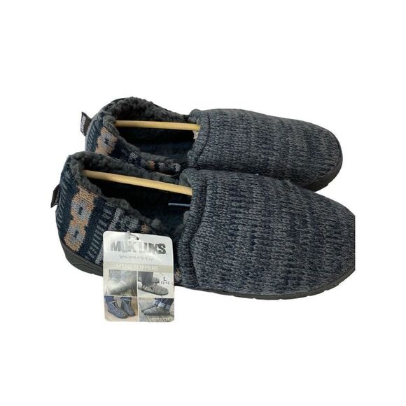 MUK LUKS MEN’S LARGE (12-13) CHRISTOPHER Slippers in DARK GREY HEATHER/CINDER - Picture 1 of 9